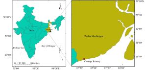 显示Paraleocrates indica sp. nov.模式产地的地图。1英里=1609.344米 显示Paraleocrates indica sp. nov.模式产地的地图。1英里=1609.344米